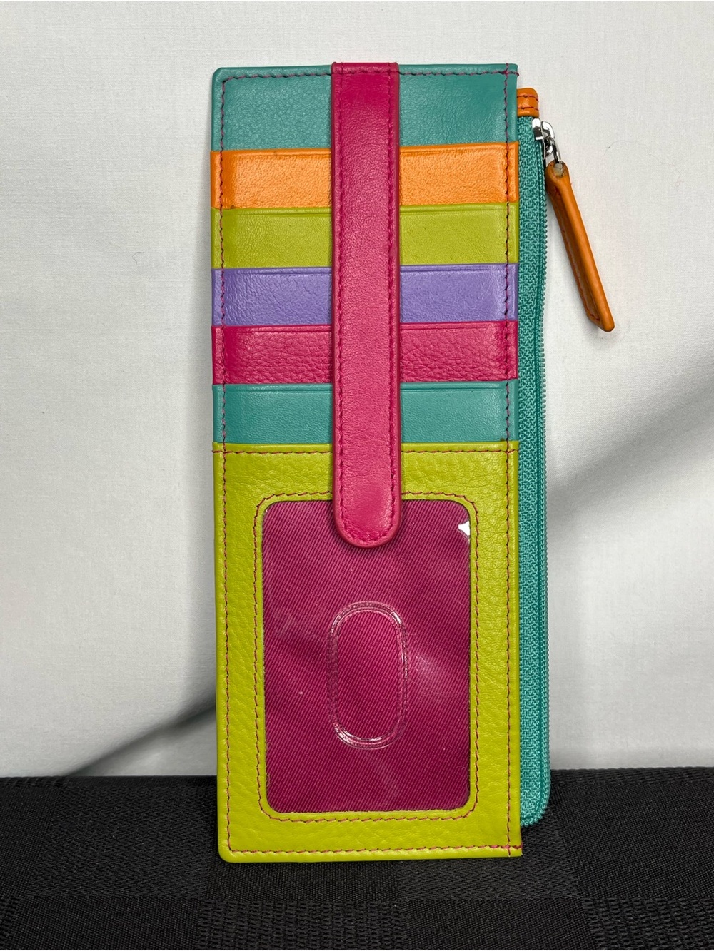 ili New York RFID Blocking Long Double Sided Slim Wallet- Palm Beach. Leather